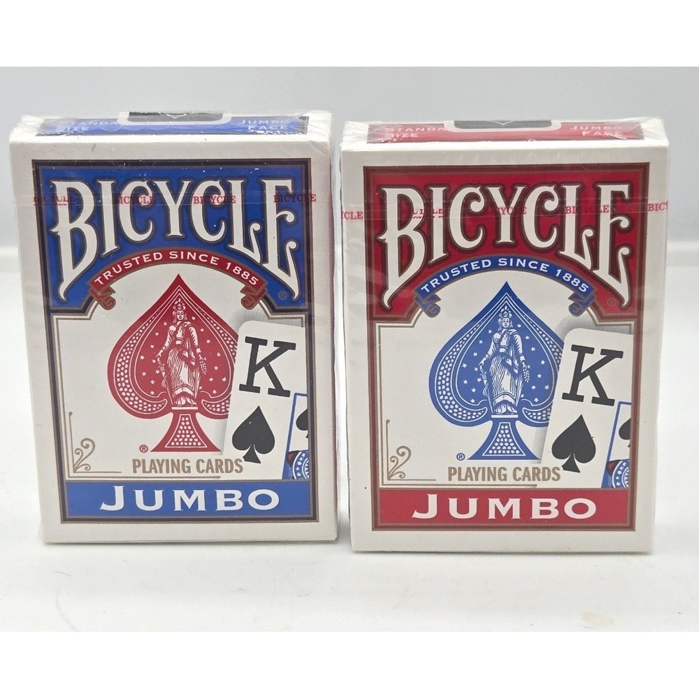 Bicycle Jumbo Index Playing Cards Blue & Red Sealed Decks Set of 2